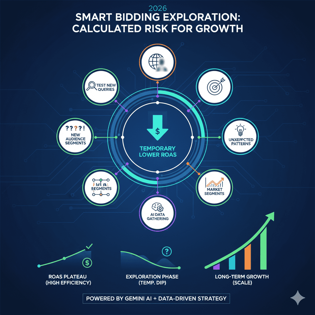 Smart Bidding Exploration Calculated Risk for Growth