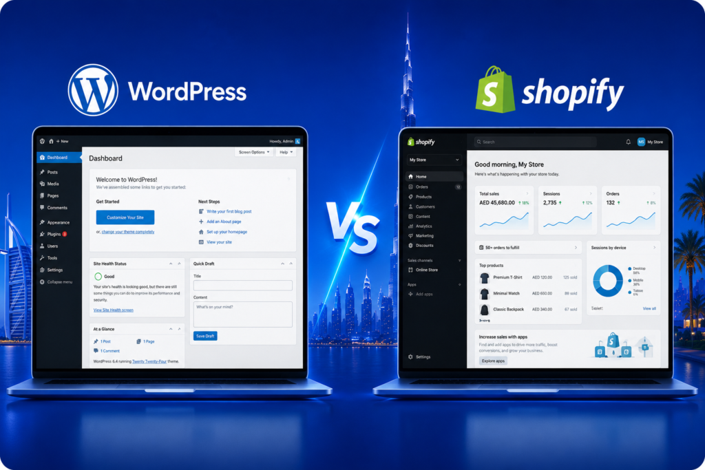 WordPress vs Shopify in Dubai Glow